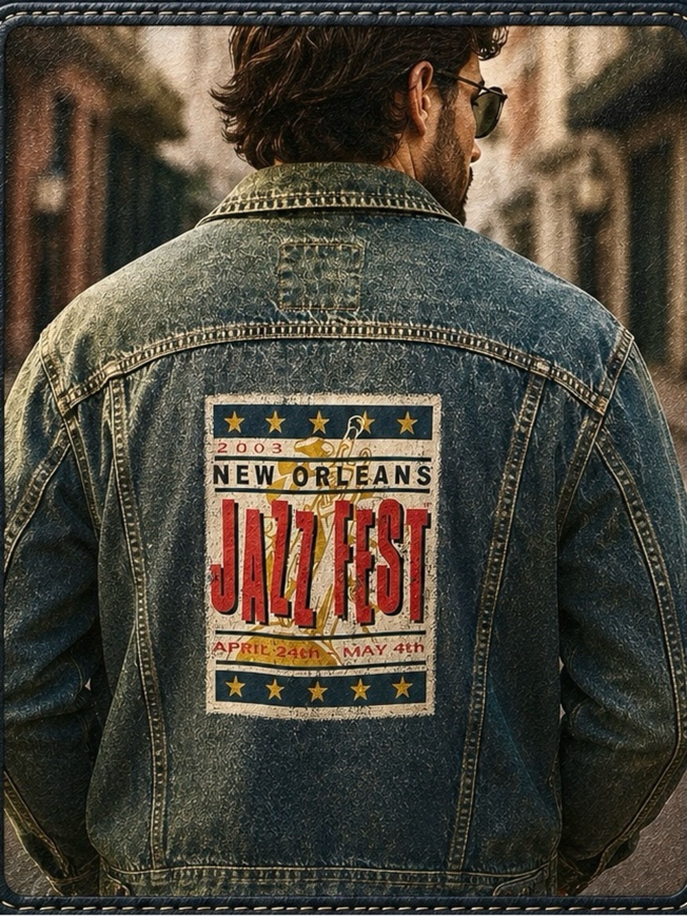 Men’s Vintage Jean Jacket 2003 from New Orleans Jazz Fest XL